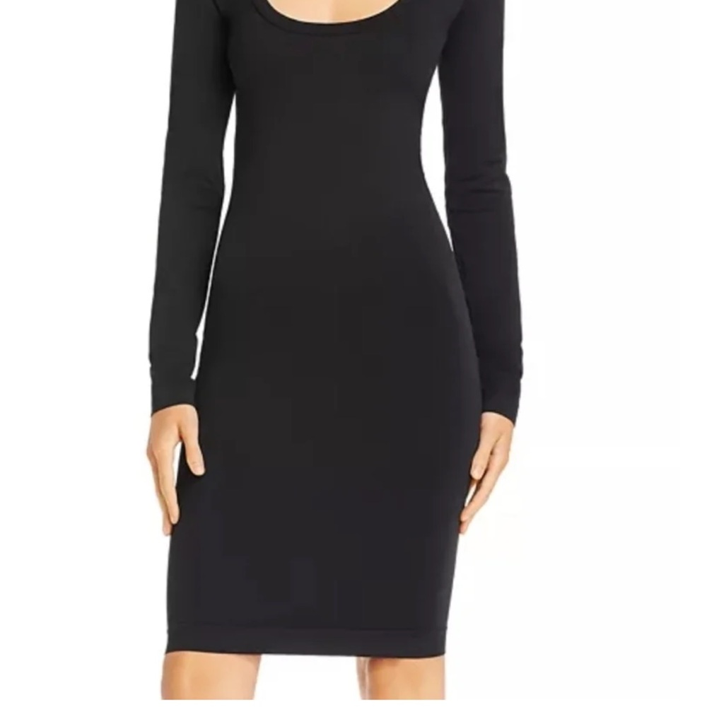 Helmut Lang Black Long Sleeve Scoop Neck Dress